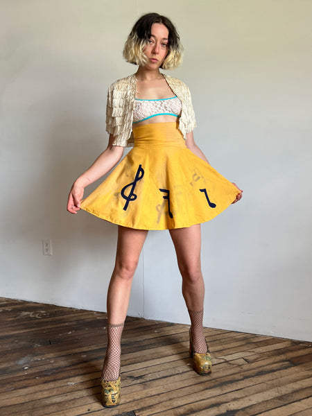 Vintage 1940's Felt Musical Notes Skirt