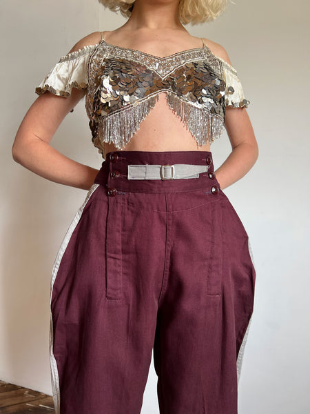 Vintage 1940's Uniform Pants, Double Flap, Striped