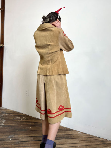 Vintage 1940's Leather Jacket and Culotte Set, Western Wear