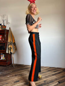 Vintage 1940's Black Uniform Pants with Orange Stripe