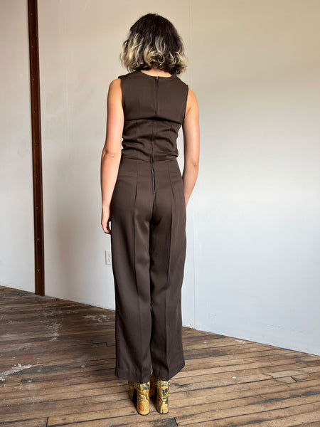 Vintage 1940's Brown Jumpsuit, Sash and Sequined Jacket, Tap Costume