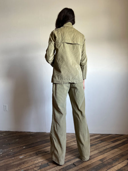 Vintage 1960s 1970s Liz Carlson San Francisco Corduroy Set, Long Sleeved Button Up and Pants
