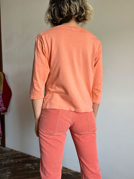 Vintage 1960's Pink Cotton Boatneck Shirt