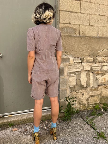 Vintage Late 1930's - Early 1940's Women's Seersucker Striped Sportswear Set