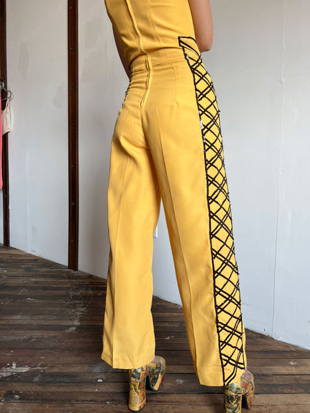 Vintage 1940's Yellow Sequined Tap Costume, Jumpsuit and Jacket