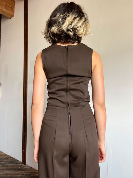 Vintage 1940's Brown Jumpsuit, Sash and Sequined Jacket, Tap Costume