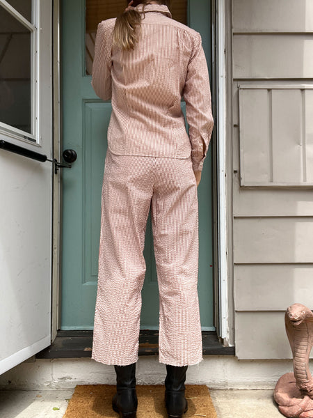Vintage 1940's Seersucker Women's WW2 Outfit Set, Workwear 40's