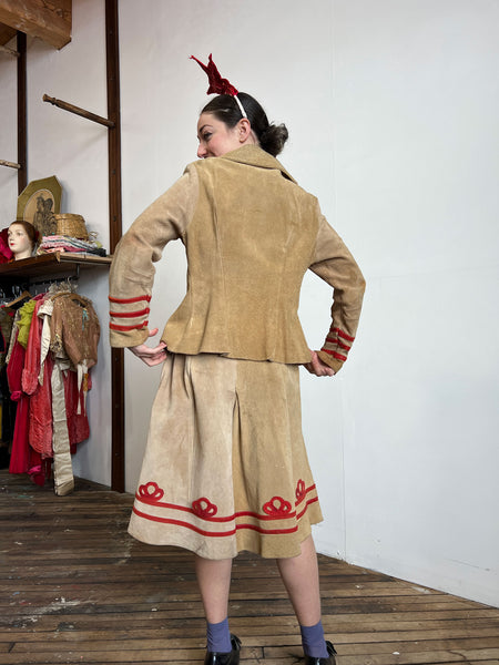 Vintage 1940's Leather Jacket and Culotte Set, Western Wear