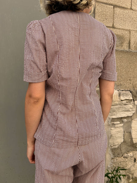 Vintage Late 1930's - Early 1940's Women's Seersucker Striped Sportswear Set