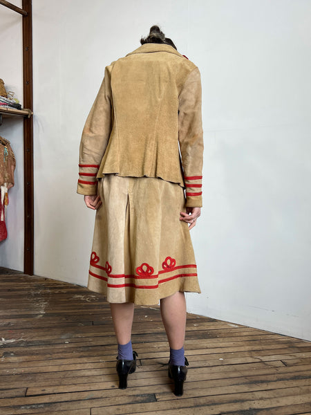 Vintage 1940's Leather Jacket and Culotte Set, Western Wear