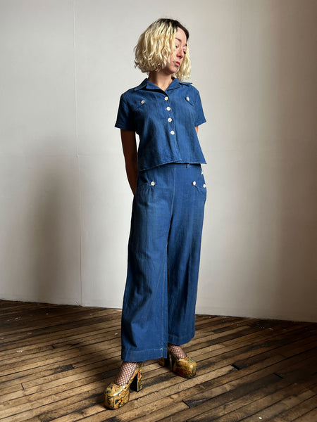 Vintage 1940's Blouse and Pants Set