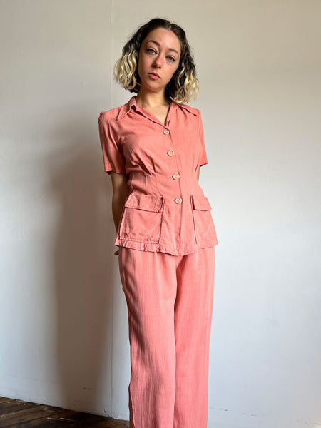 Vintage 1940's Women's Sportswear Set, Blouse and Pants