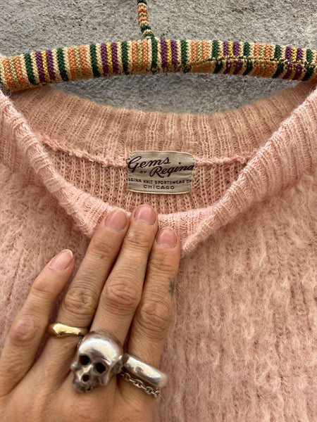 Vintage 1940's Women's Pink Fuzzy Sweater