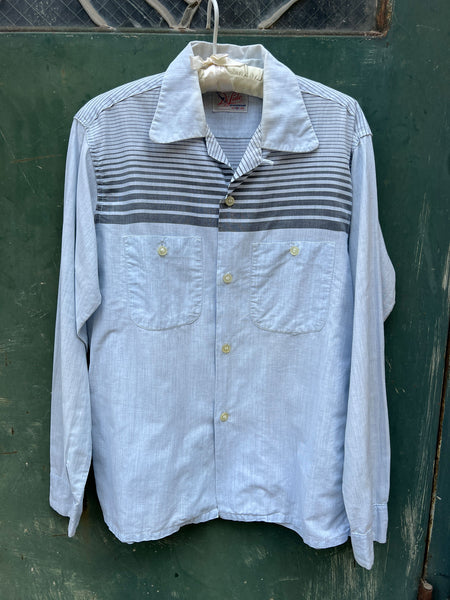 Vintage 1940's Cotton Loop Collar Long Sleeve Shirt