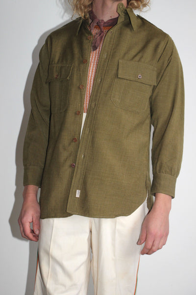 Vintage Chin Strap Wool Army Button Down