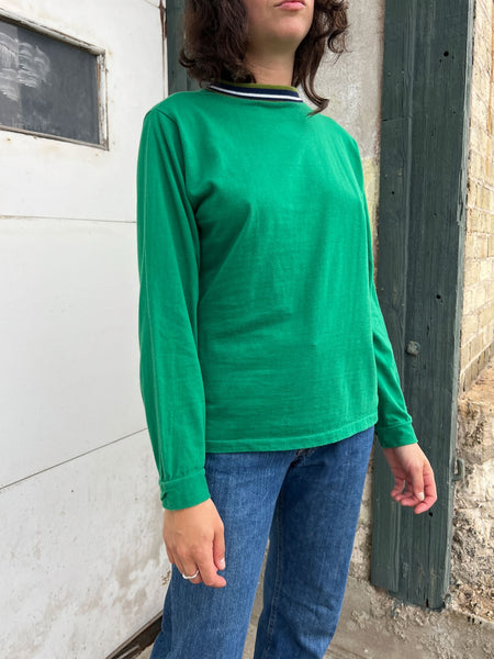 Vintage 1960's - Early 70's Green Long Sleeved Cotton Shirt