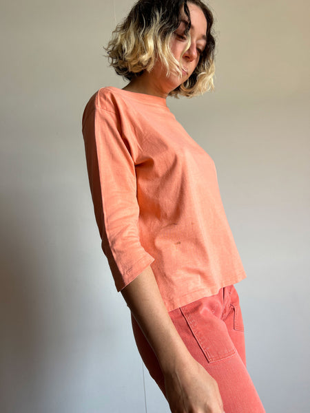 Vintage 1960's Pink Cotton Boatneck Shirt