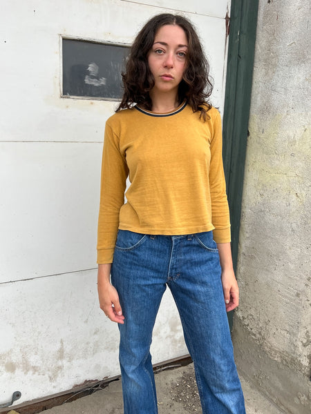 Vintage 1960's Mustard Cotton Long Sleeve Shirt