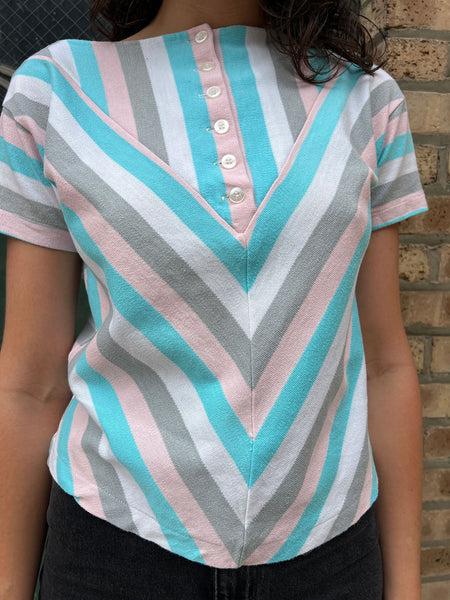 Vintage 1960's Pastel Striped Cotton Shirt