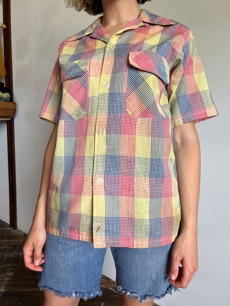 VIntage 1950's - 60's National Brand Loop Collar Short Sleeve Shirt