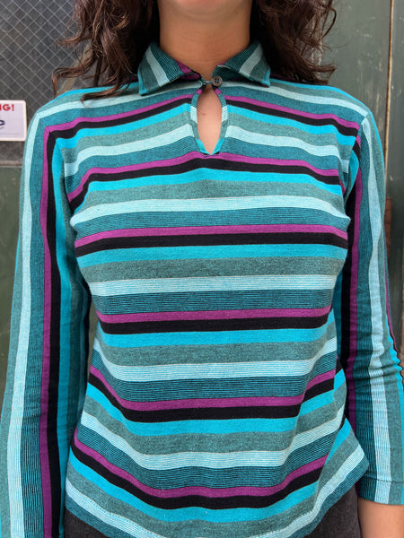 Vintage 1940's - 50's Vibrant Striped Cotton Shirt