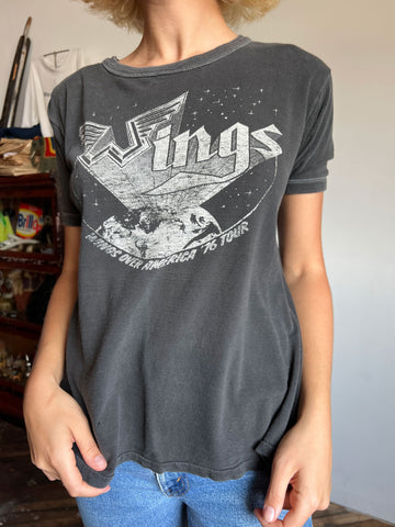 Vintage 1970's WINGS Across America Tour T-Shirt