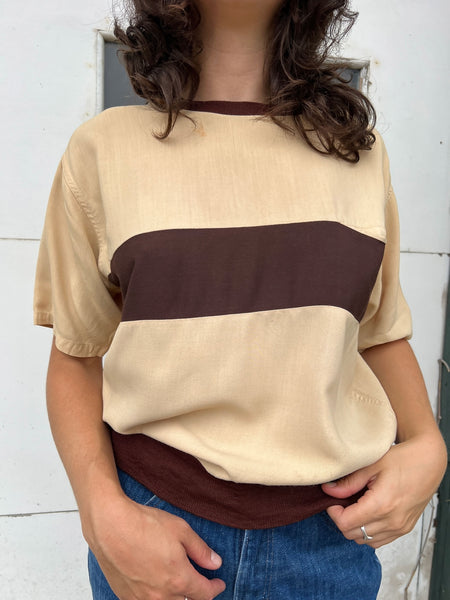 Vintage 1940's Striped Short Sleeve Rayon Top