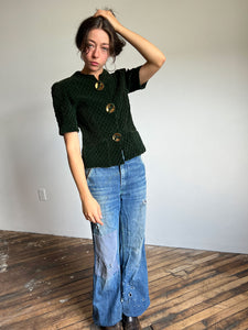 Vintage 1930's Green Quilted Blouse