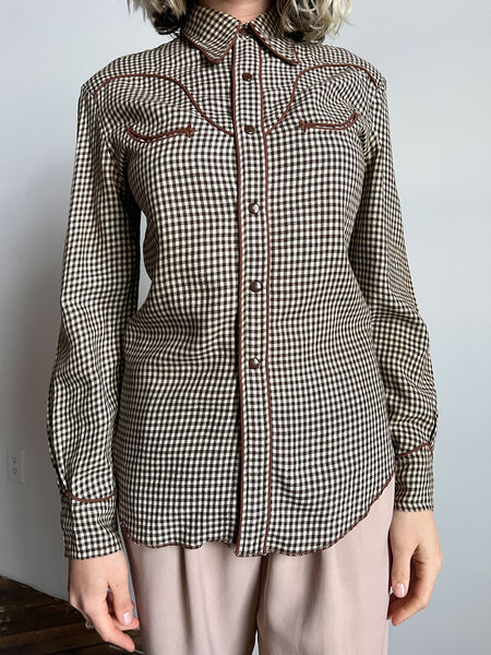 Vintage 1940's Circle A Western Wear Women's Snap Button Shirt, Wool