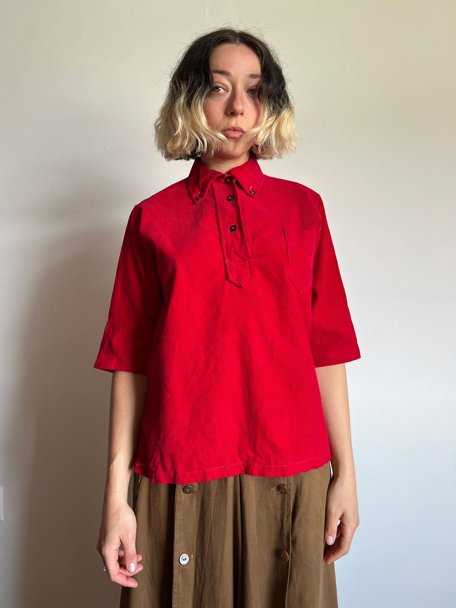 Vintage 1940's Red Corduroy Blouse