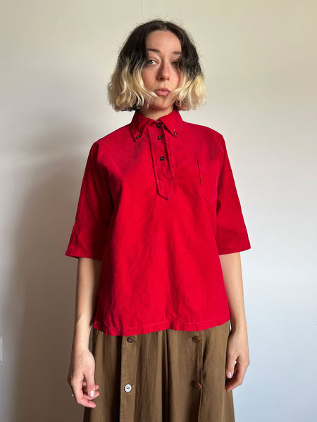 Vintage 1940's Red Corduroy Blouse