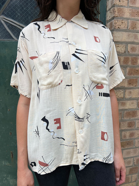 Vintage 1940's - 50's Fruit of the Loom Loop Collar Button Down
