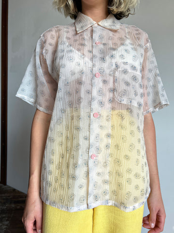 Vintage 1940's Nylon Button Down Shirt, Floating Records