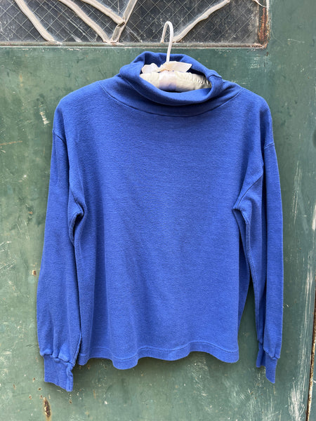 Vintage Single Stitch Blue Cotton Turtleneck