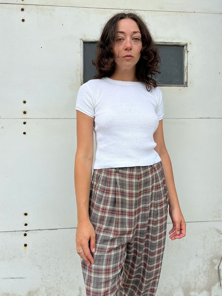 Vintage 1960's White Waffle Knit Baby Tee