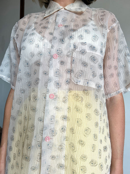 Vintage 1940's Nylon Button Down Shirt, Floating Records