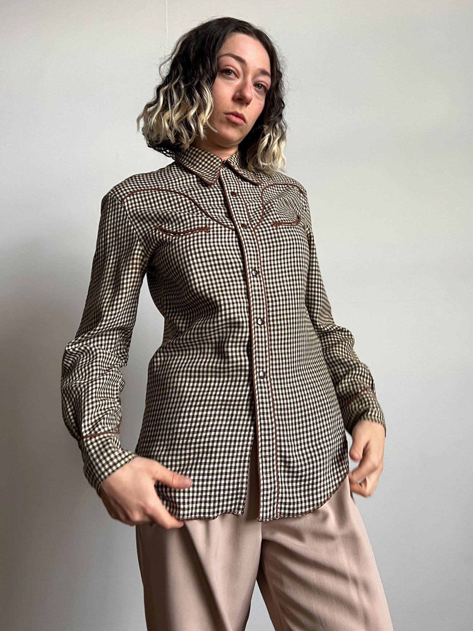 Vintage 1940's Circle A Western Wear Women's Snap Button Shirt, Wool