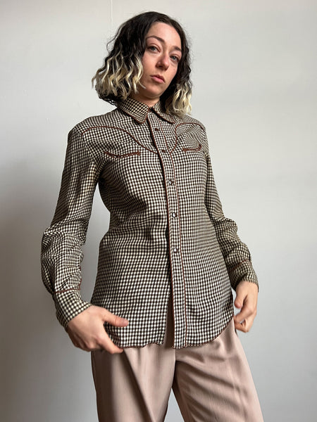 Vintage 1940's Circle A Western Wear Women's Snap Button Shirt, Wool