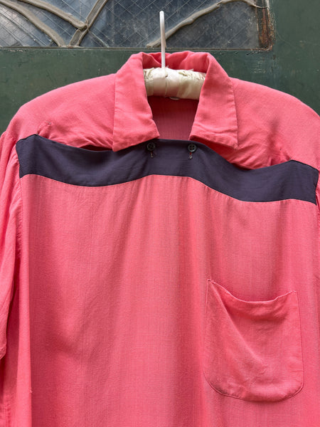 Vintage 1940's Rayon Pink Short Sleeve Shirt