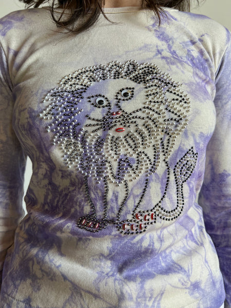Vintage 1960's 1970's Studded Lion Shirt with Googly Eyes