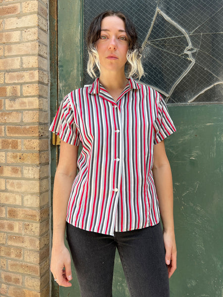 Vintage 1940's Cotton Striped Blouse