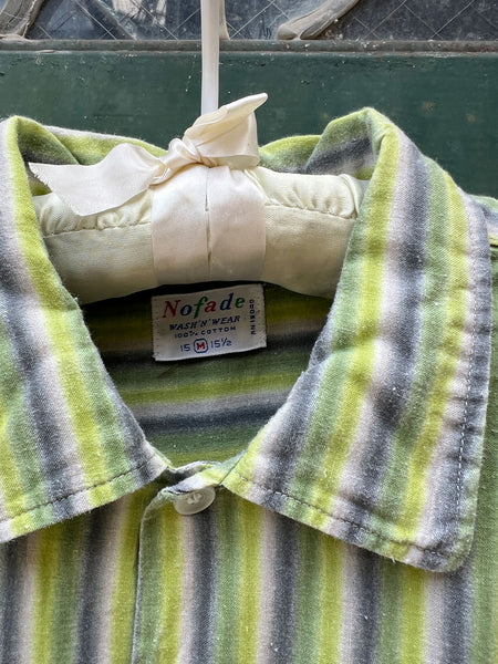 Vintage 1950's Striped Cotton Button Down Short Sleeve Shirt