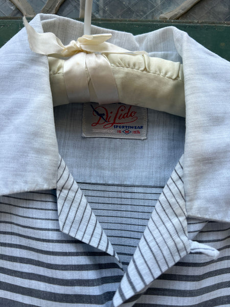 Vintage 1940's Cotton Loop Collar Long Sleeve Shirt