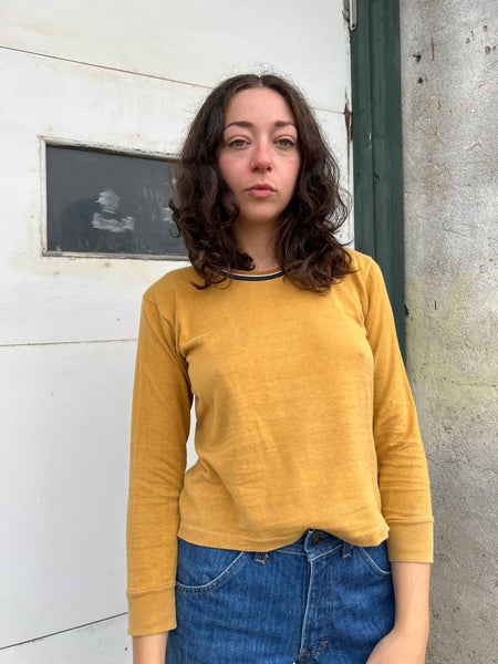 Vintage 1960's Mustard Cotton Long Sleeve Shirt