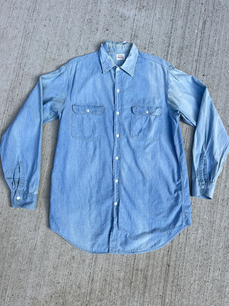 Vintage 1940's 1950's Penney's Chambray Work Shirt, Workwear, Men's 40's 50's
