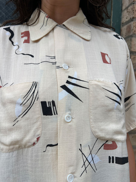 Vintage 1940's - 50's Fruit of the Loom Loop Collar Button Down
