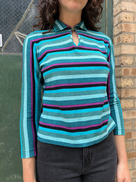 Vintage 1940's - 50's Vibrant Striped Cotton Shirt
