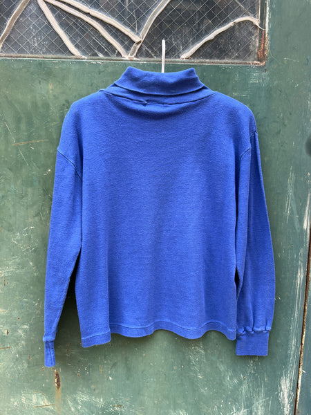 Vintage Single Stitch Blue Cotton Turtleneck