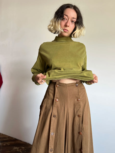 Vintage 1960's Olive Green Cotton Turtleneck