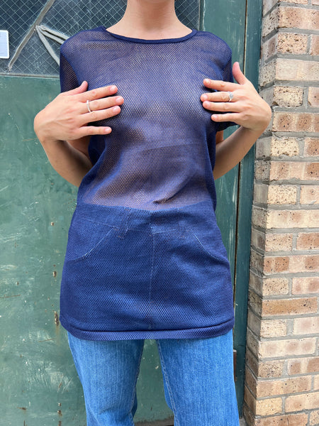 Vintage 1970's Blue Mesh T-Shirt by Towncraft